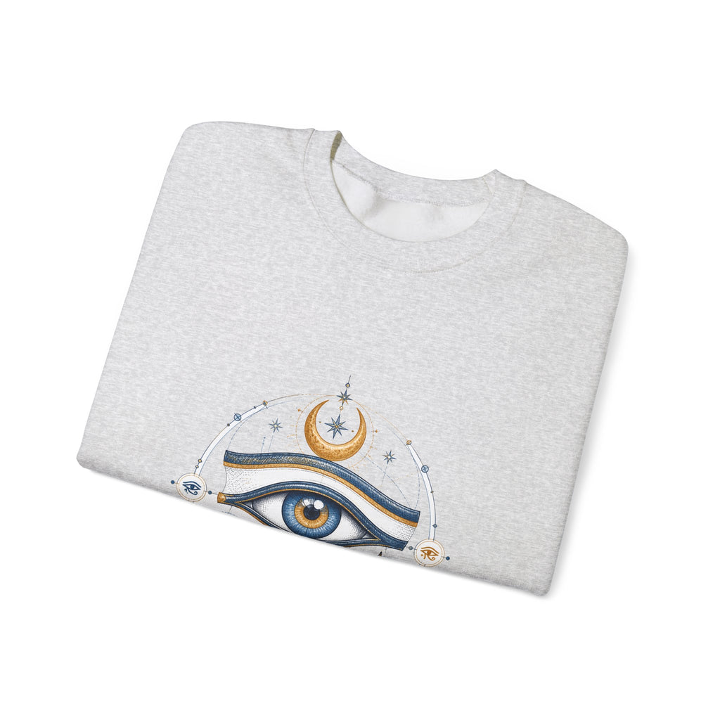 Matching Couple Sweatshirt - Eye of Ra & Horus Matching Couple Premium Fleece Sweatshirt Hand-Drawn Art His Hers Anniversary Gift - Design B