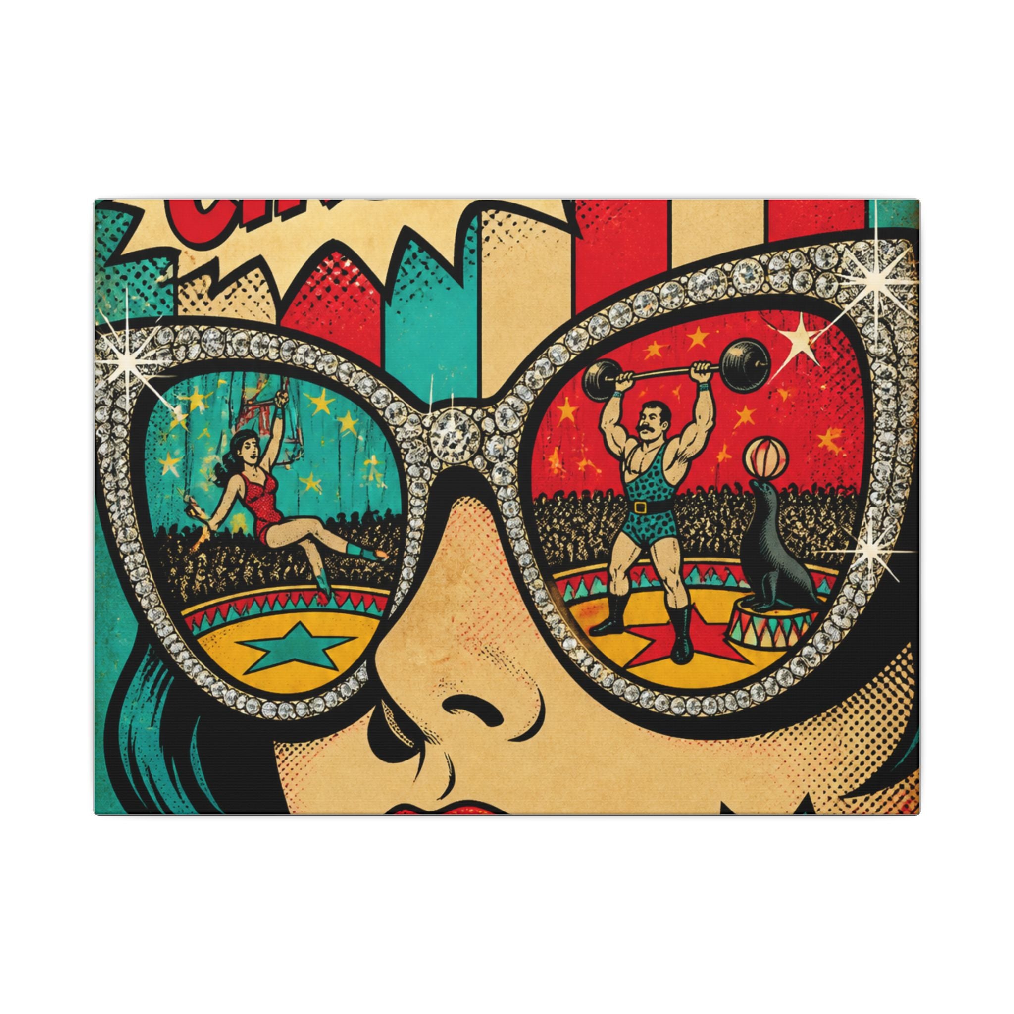 Sunglasses Circus Ring Wall Art Canvas 24×36 Pop Art Restaurant Decor Maximalist Print
