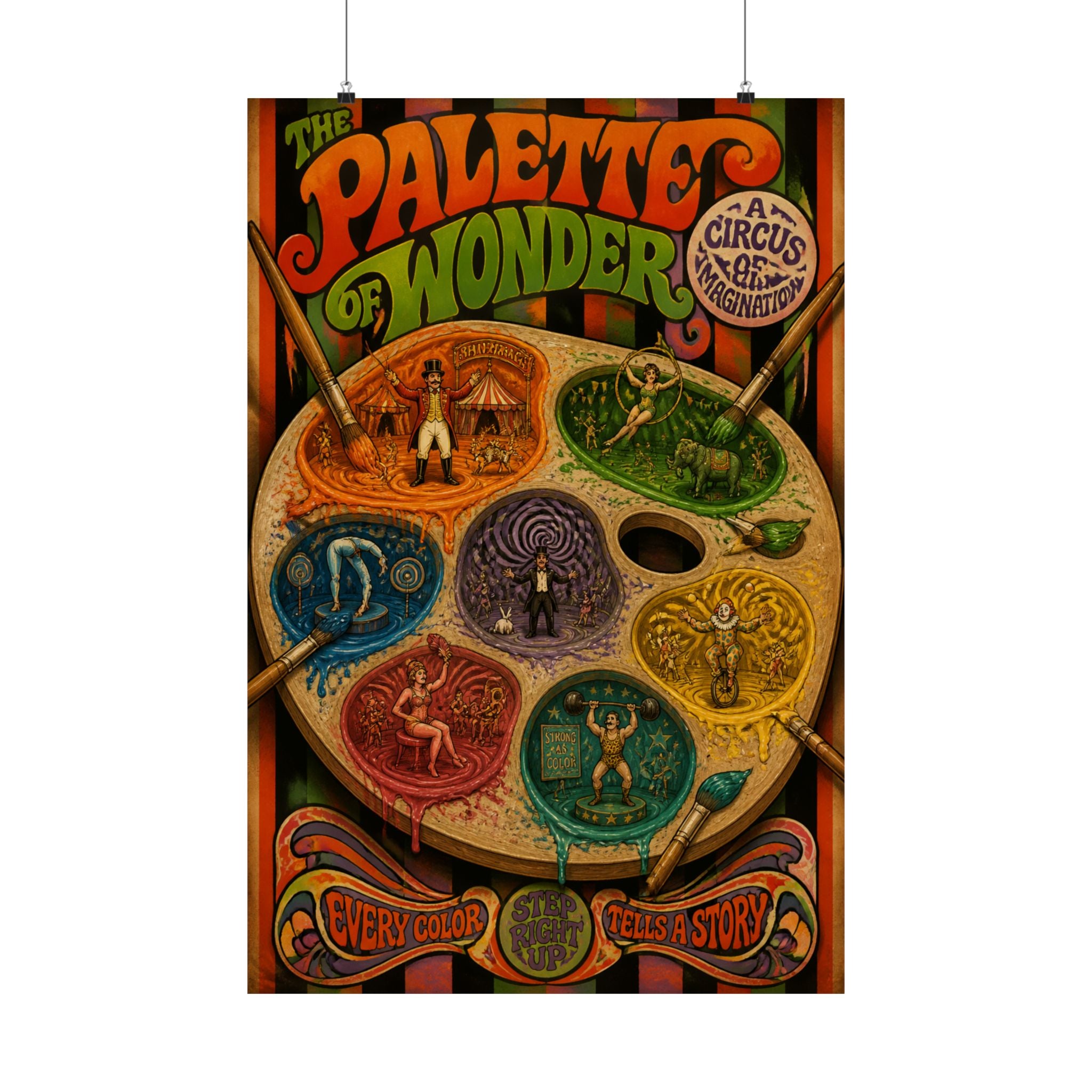 Paint Palette Stage Wall Art Poster 18×24 Psychedelic Cafe Decor Maximalist Print
