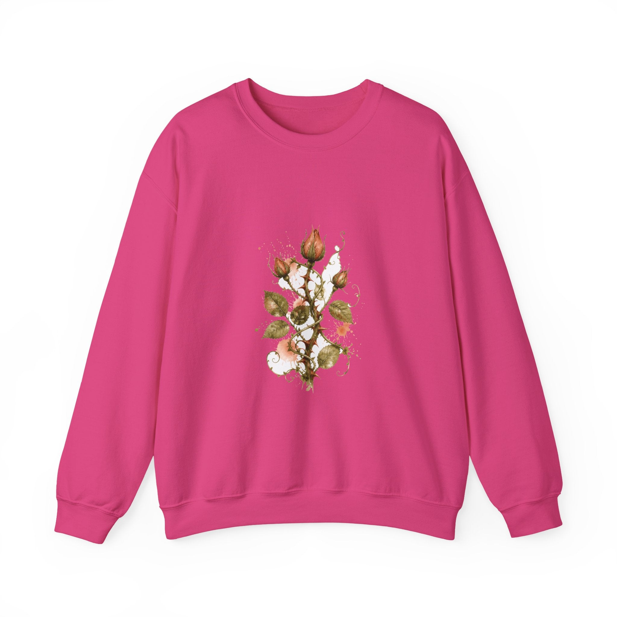 Matching Couple Sweatshirt - Rose & Thorn Matching Couple Premium Fleece Sweatshirt Watercolor Art His Hers Birthday Gift - Design B