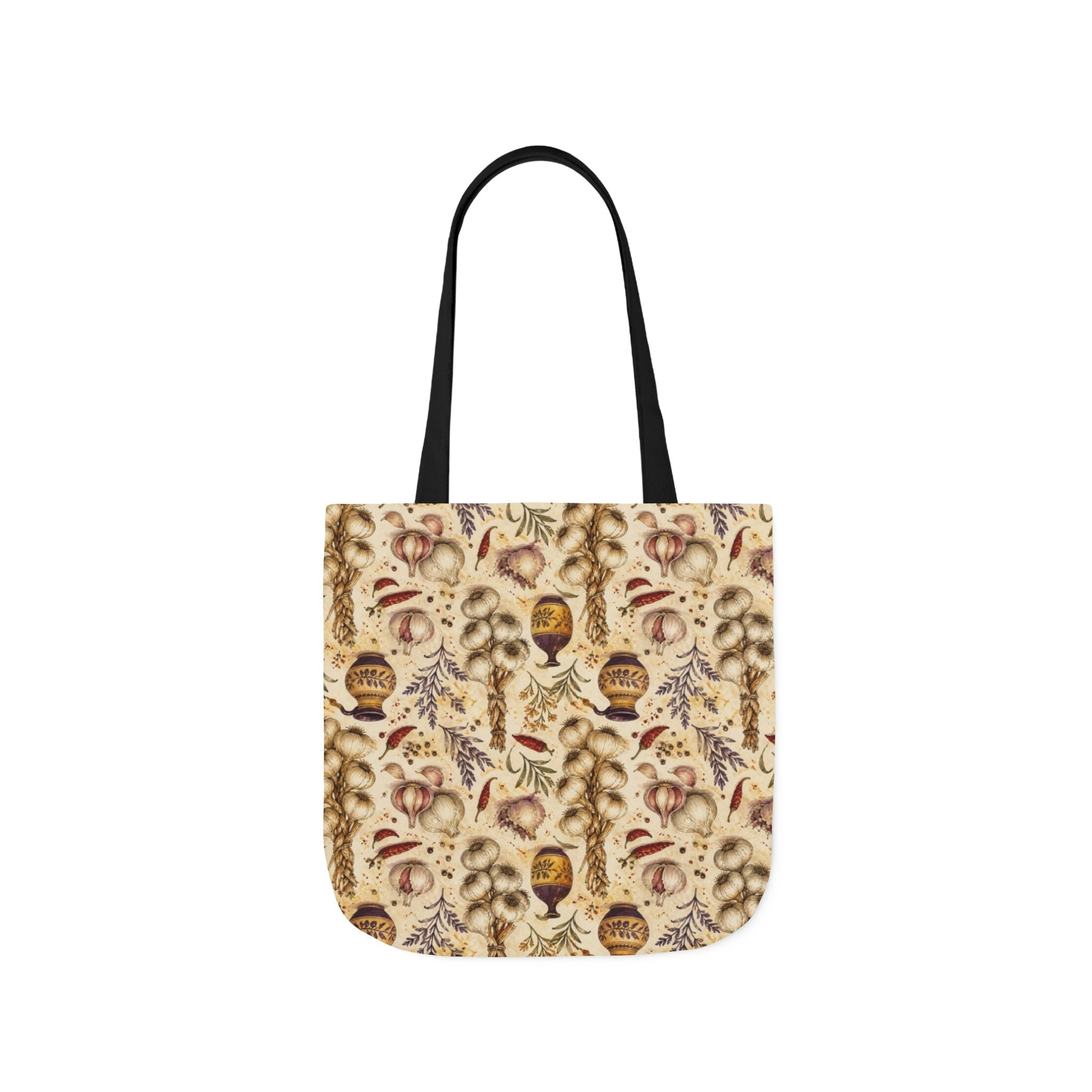 Garlic Bulbs & Cloves Canvas Tote Bag Mediterranean Kitchen Watercolor Design Italian Cottagecore Gift