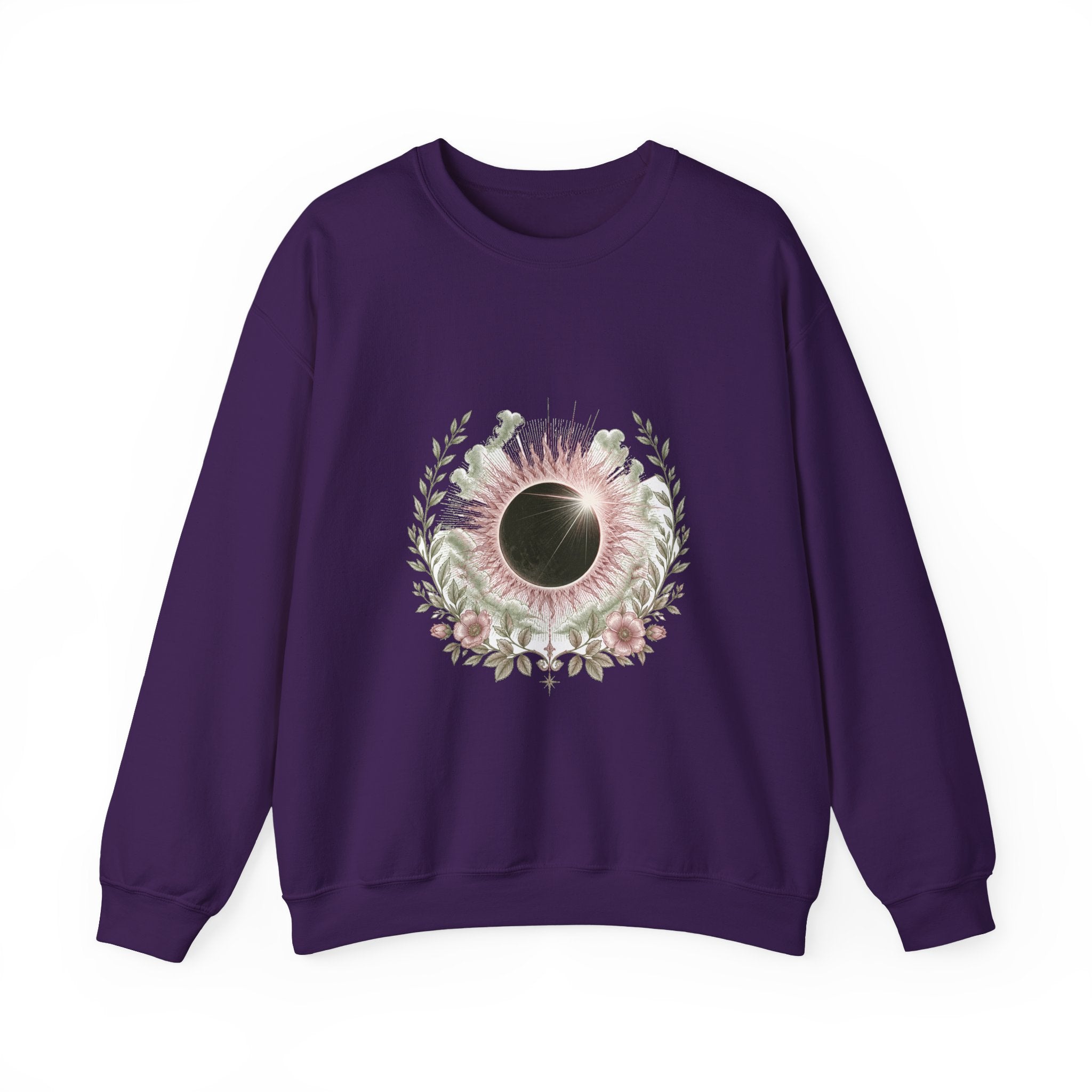 Matching Couple Sweatshirt - Solar & Lunar Eclipse Matching Couple Crewneck Sweatshirt Vintage Art His Hers Wedding Gift - Design A