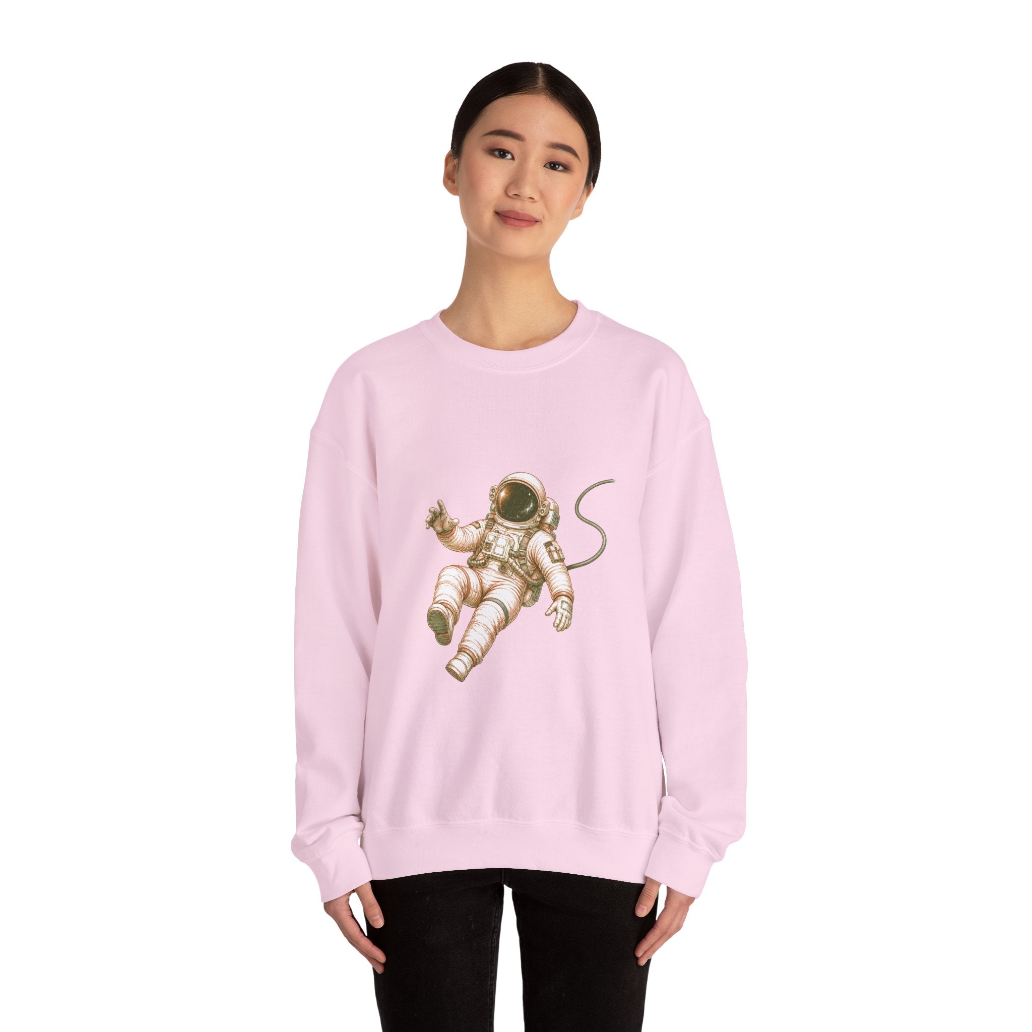 Matching Couple Sweatshirt - Astronaut & Planet Matching Couple Comfort Colors Crew Hand-Drawn Art His Hers Anniversary Gift - Design A