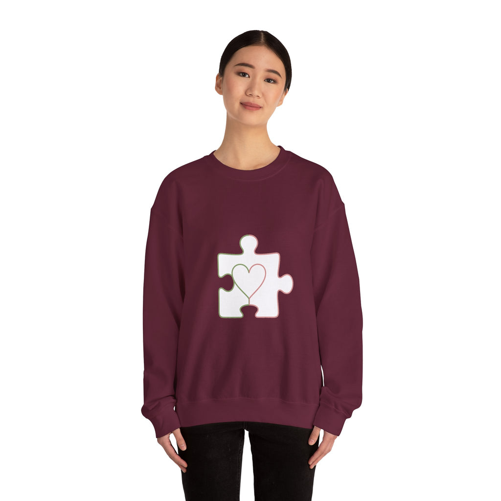 Matching Couple Sweatshirt - Puzzle Pieces Matching Couple Crewneck Sweatshirt Minimalist Art His Hers Valentine Gift - Design B