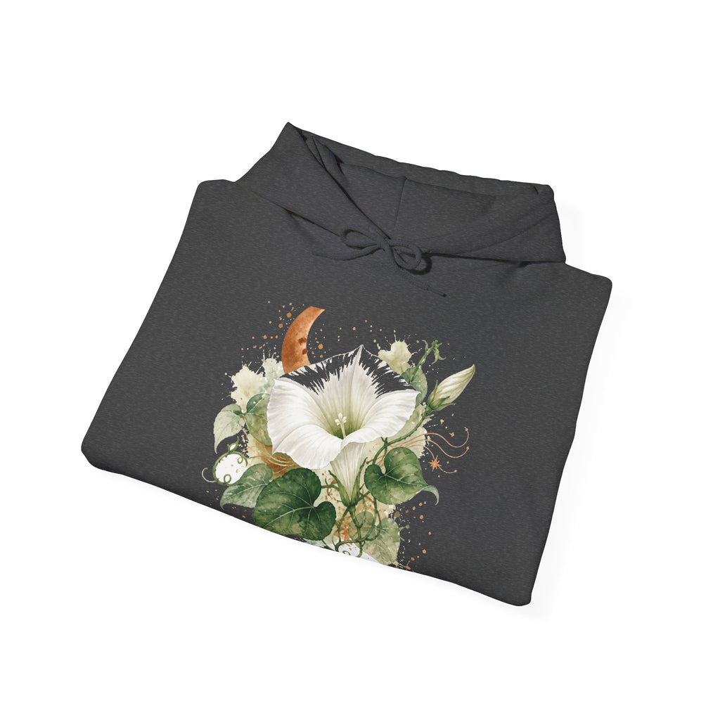 Matching Couple Sweatshirt - Sunflower & Moonflower Matching Couple Hooded Sweatshirt Watercolor Art His Hers Engagement Gift - Design B