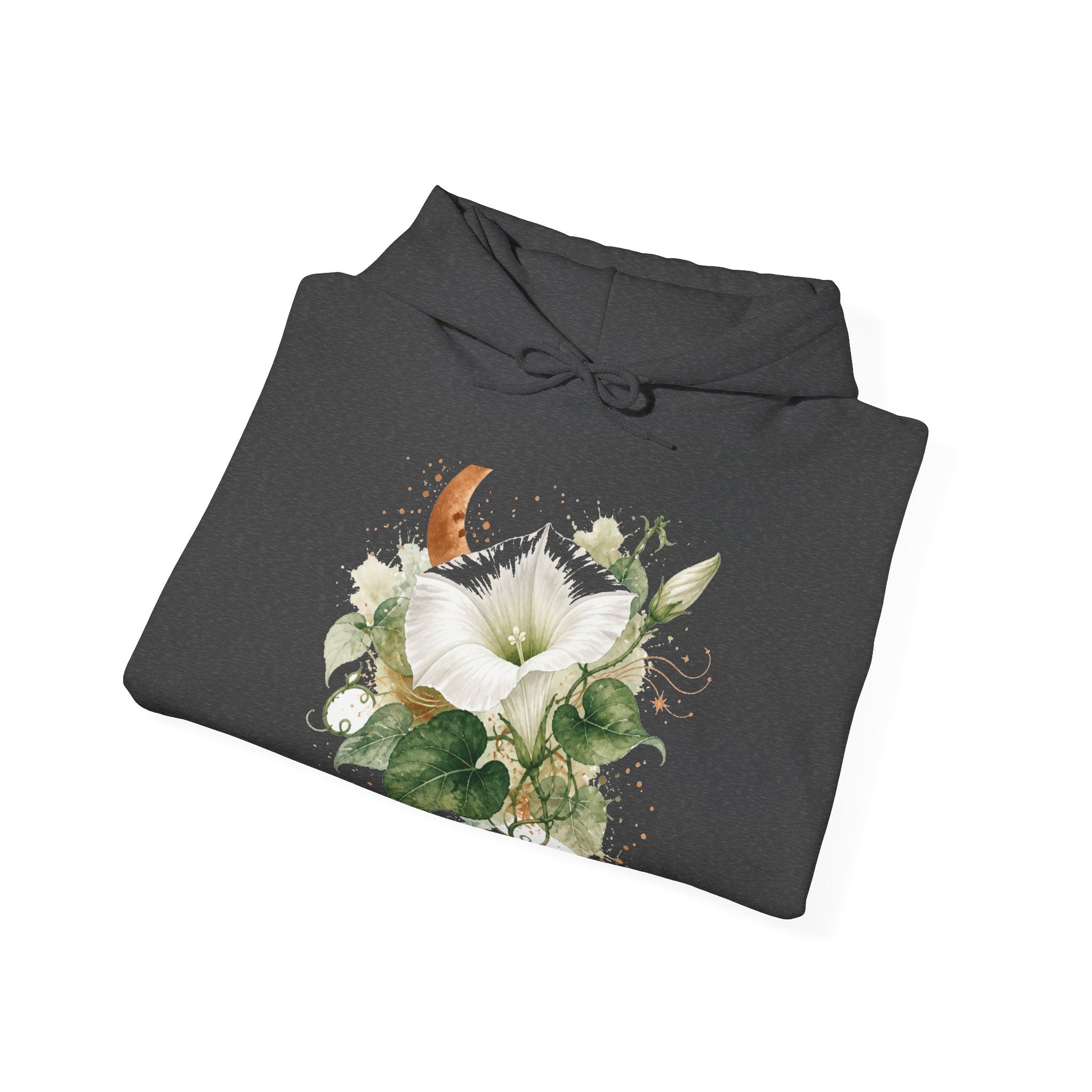 Matching Couple Sweatshirt - Sunflower & Moonflower Matching Couple Hooded Sweatshirt Watercolor Art His Hers Engagement Gift - Design B