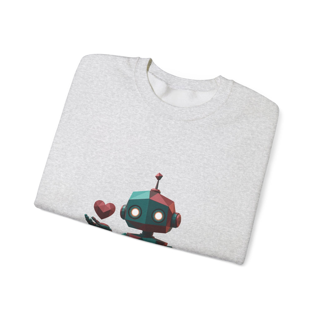 Matching Couple Sweatshirt - Robot & Heart Matching Couple Comfort Colors Crew Geometric Art His Hers Love Gift - Design A