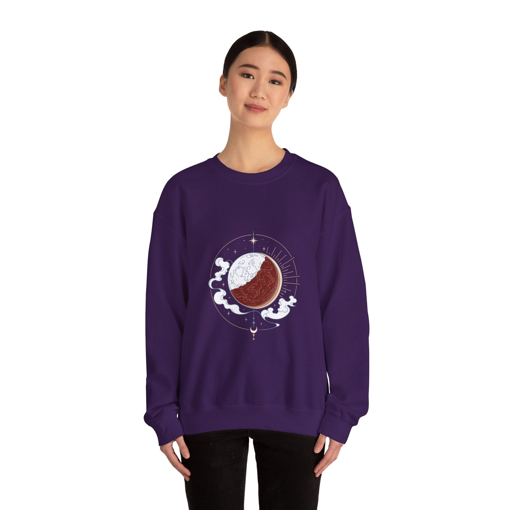 Matching Couple Sweatshirt - Solar & Lunar Eclipse Matching Couple Comfort Colors Crew Minimalist Art His Hers Christmas Gift - Design B