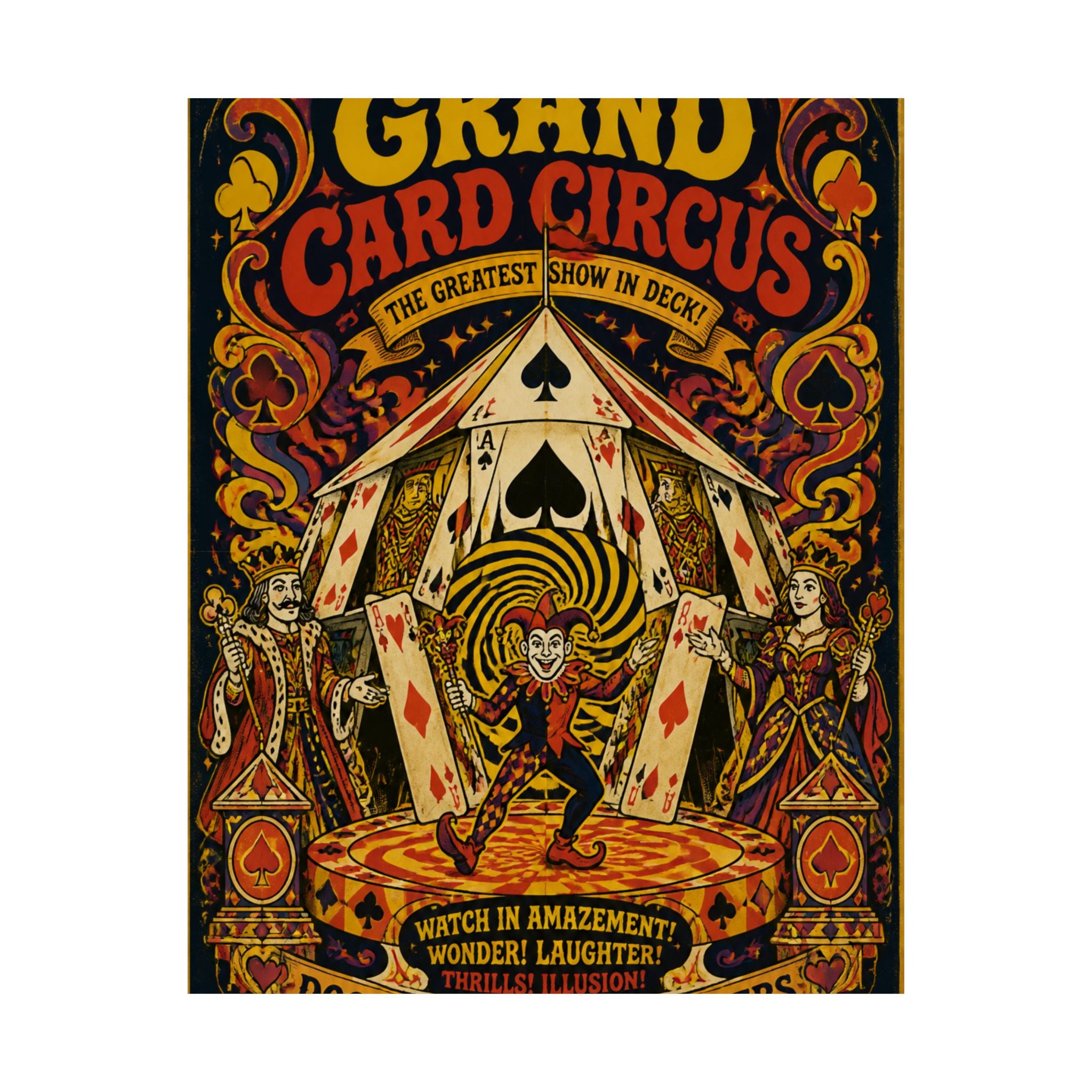 Playing Cards Tent Wall Art Poster 24×36 Psychedelic Dining Room Decor Maximalist Print
