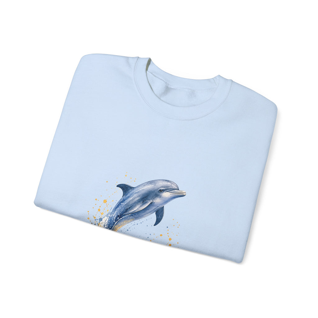 Matching Couple Sweatshirt - Shark & Dolphin Matching Couple Crewneck Sweatshirt Watercolor Art His Hers Engagement Gift - Design B