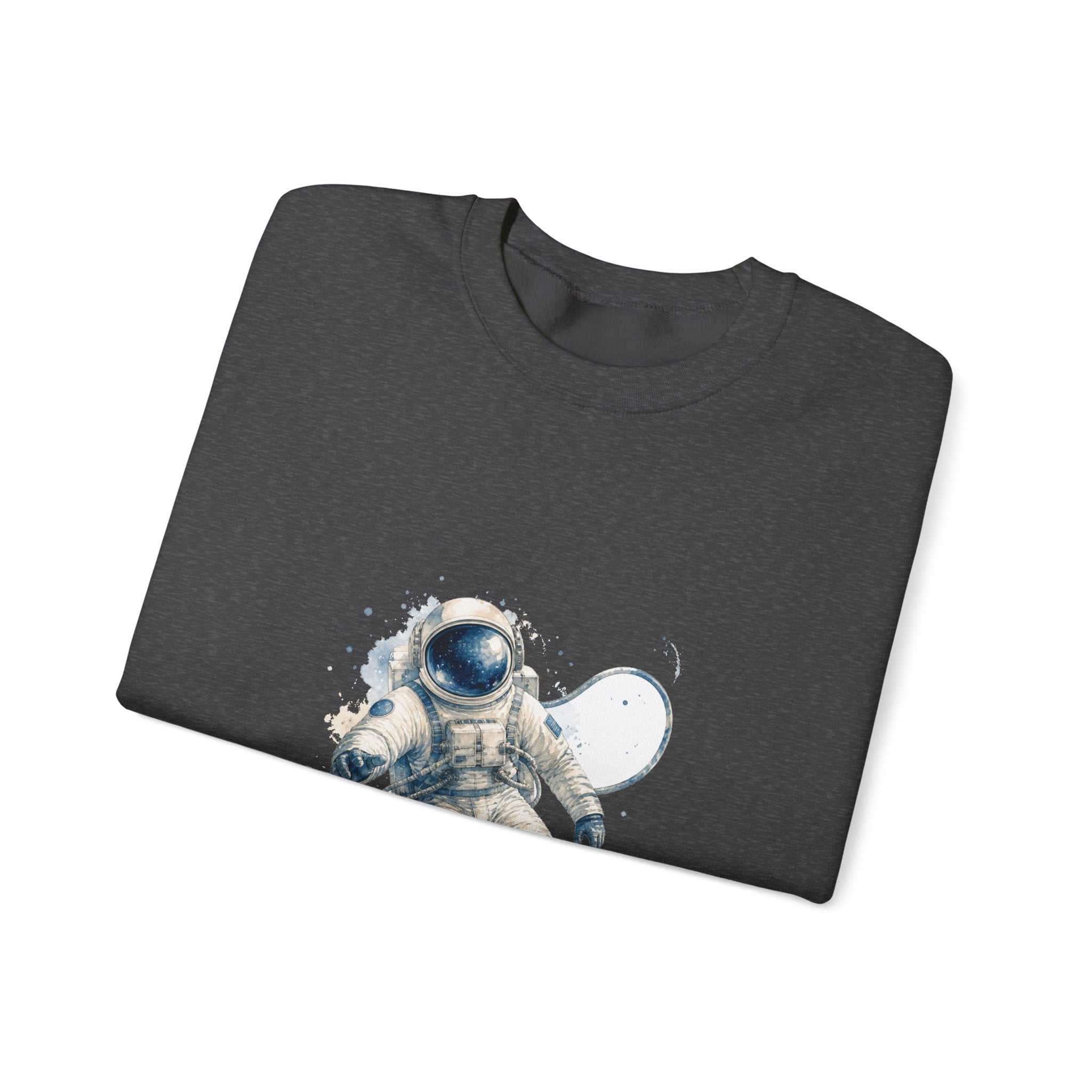 Matching Couple Sweatshirt - Astronaut & Planet Matching Couple Crewneck Sweatshirt Watercolor Art His Hers Engagement Gift - Design A