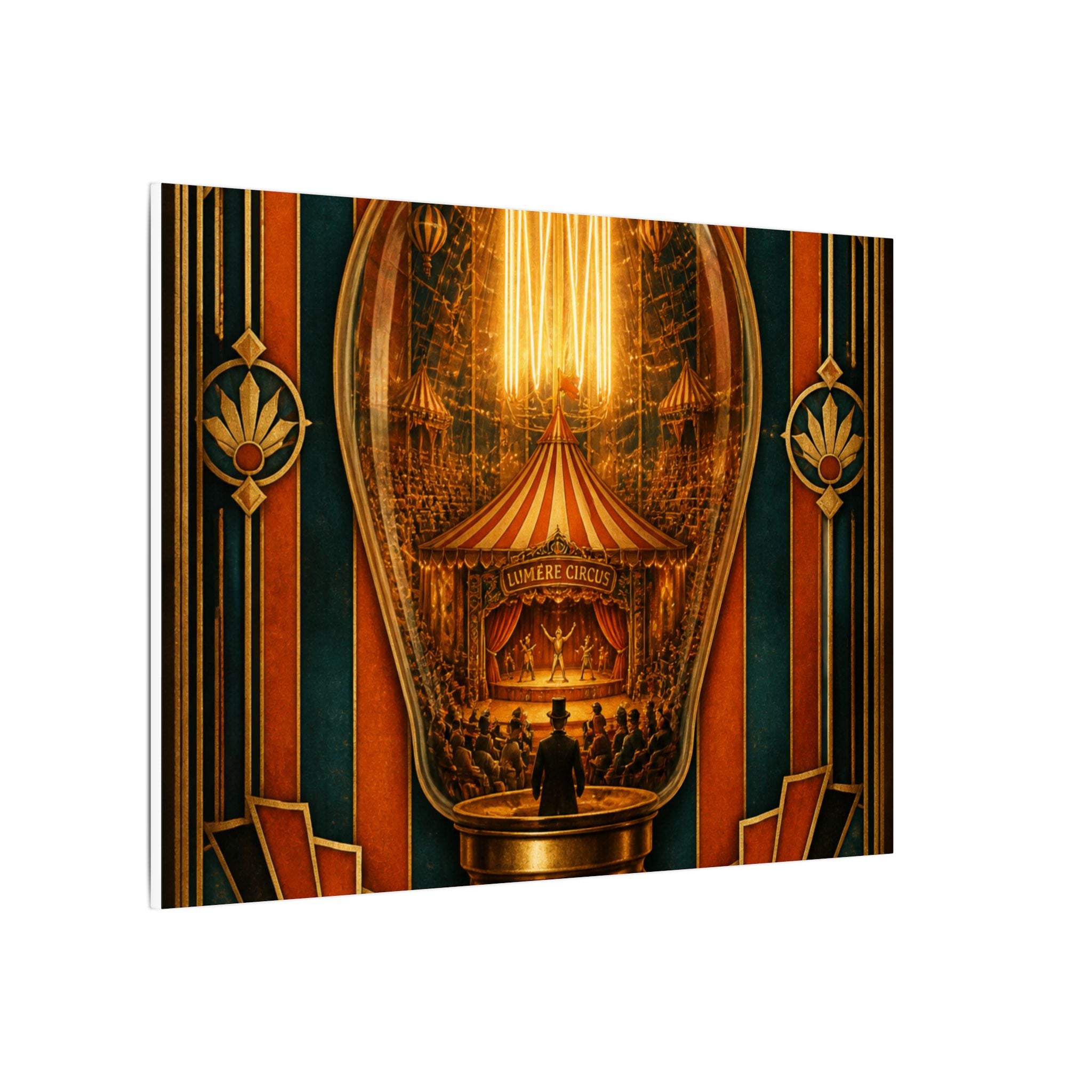 Light Bulb Circus Wall Art Canvas 24×36 Art Deco Bar Area Decor Maximalist Print