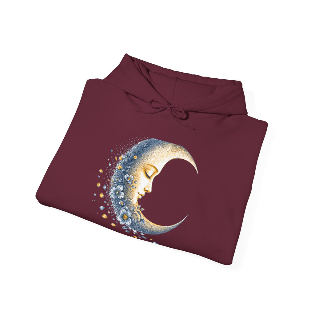 Matching Couple Sweatshirt - Waxing & Waning Moon Matching Couple Hooded Sweatshirt Hand-Drawn Art His Hers Best Friend Gift - Design B