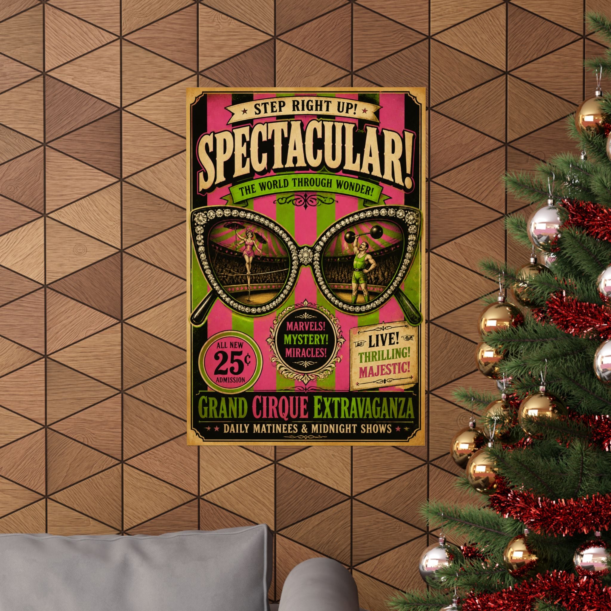 Sunglasses Circus Ring Wall Art Poster 24×36 Vintage Circus Bedroom Decor Maximalist Print