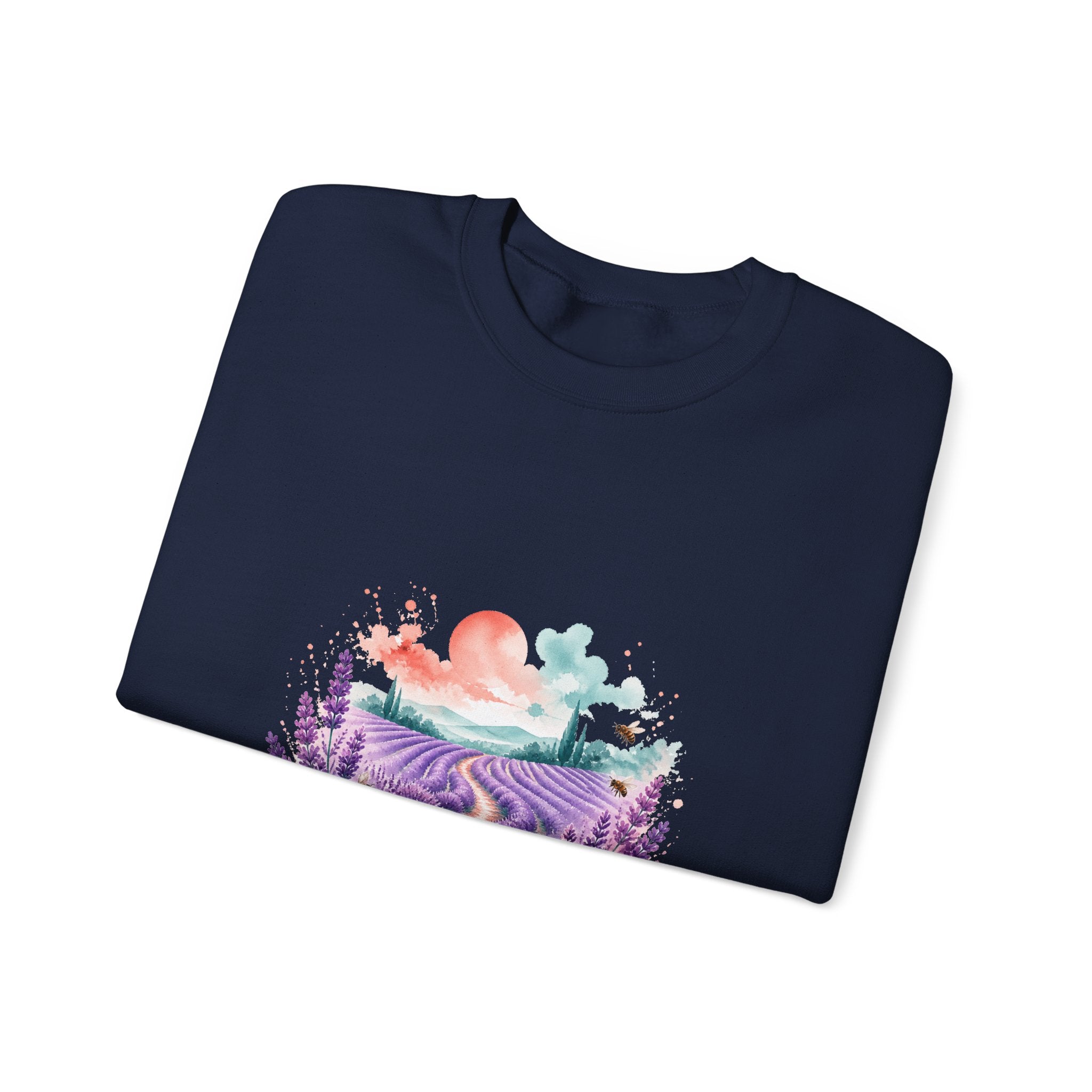 Matching Couple Sweatshirt - Lavender Fields & Canyon Matching Couple Comfort Colors Crew Watercolor Art His Hers Birthday Gift - Design A