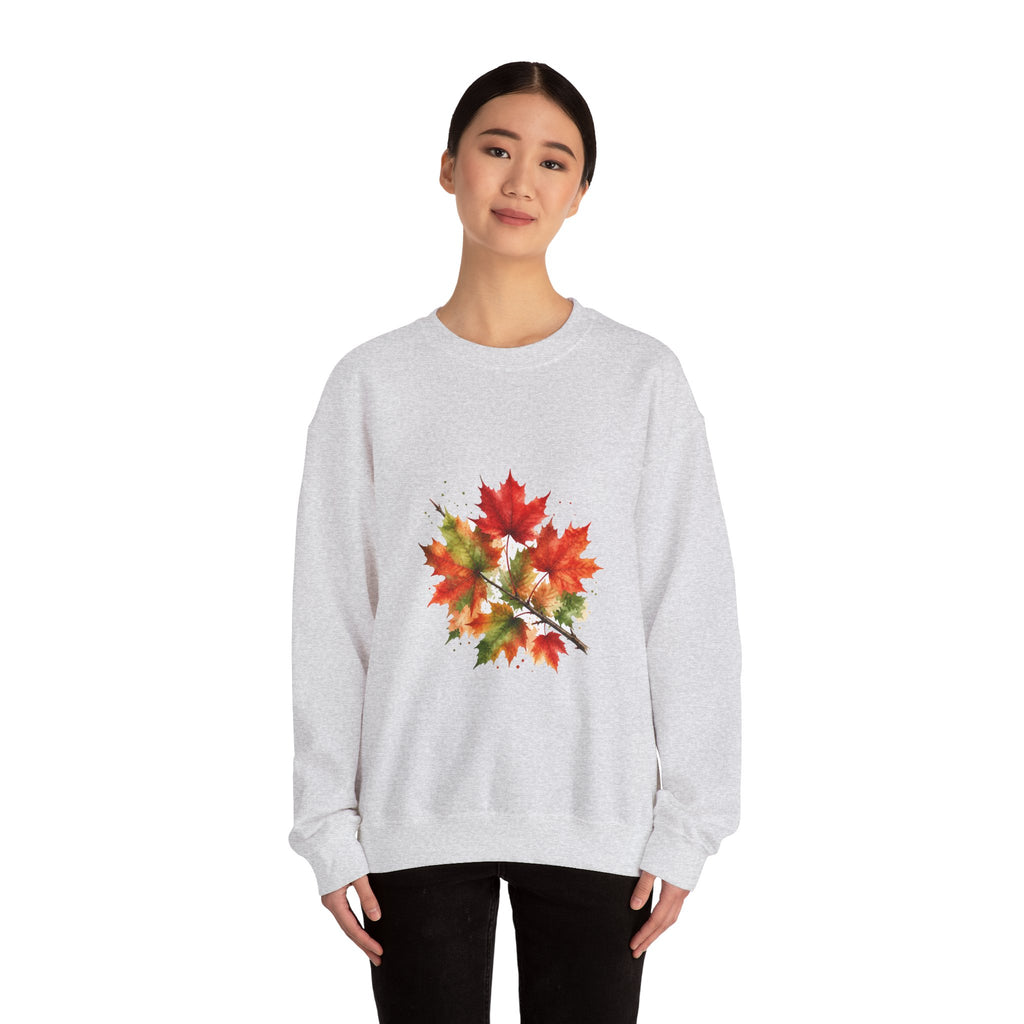 Matching Couple Sweatshirt - Cherry Blossom & Maple Leaf Matching Couple Comfort Colors Crew Watercolor Art His Hers Birthday Gift - Design B
