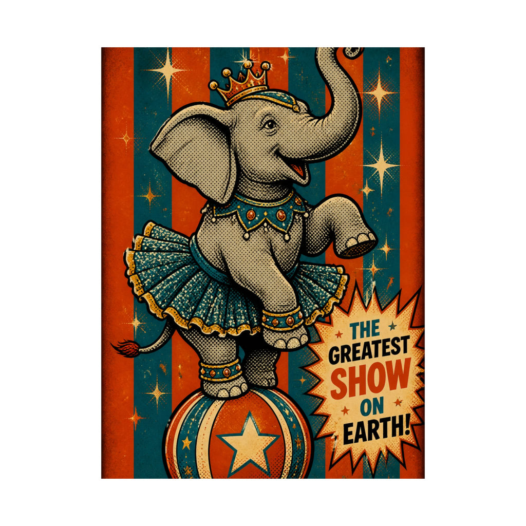 Elephant on Ball Wall Art Poster 18×24 Pop Art Living Room Decor Maximalist Print