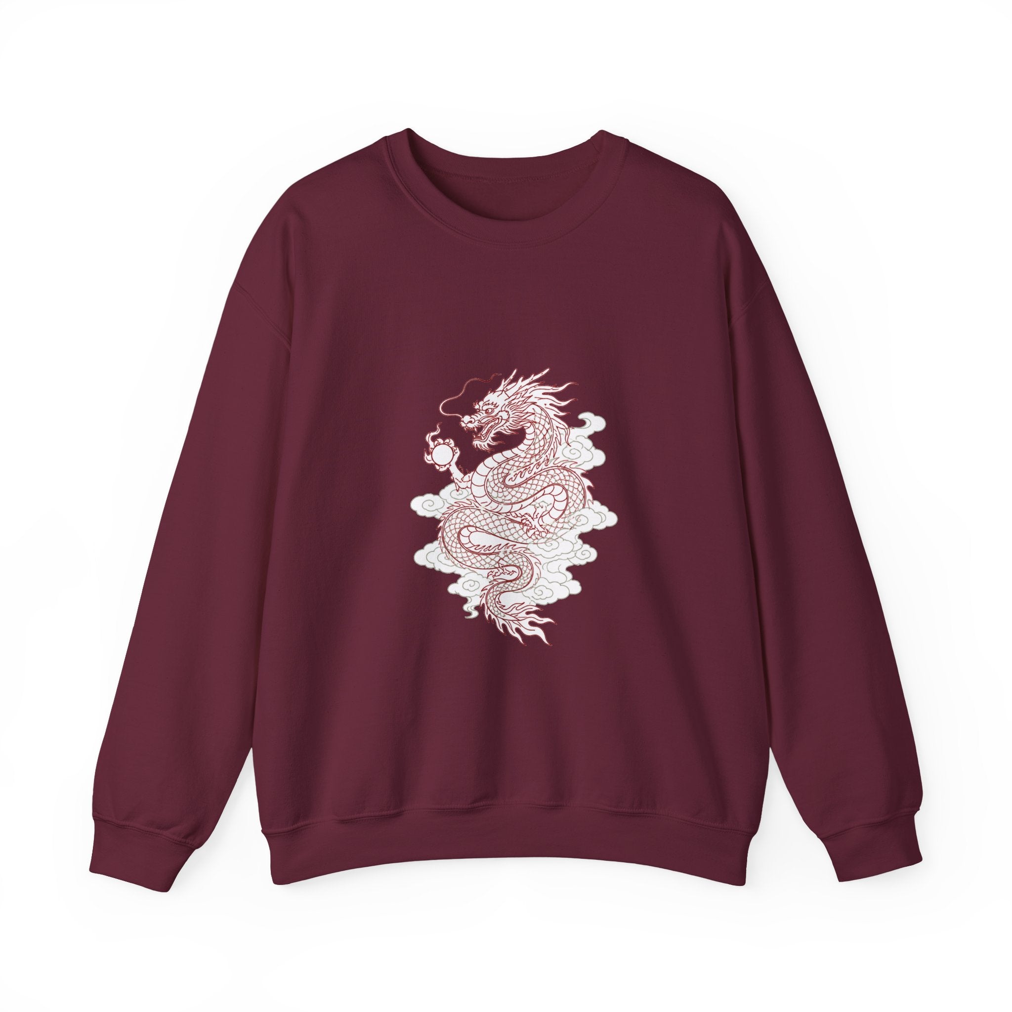 Matching Couple Sweatshirt - Dragon & Phoenix Matching Couple Crewneck Sweatshirt Minimalist Art His Hers Valentine Gift - Design A
