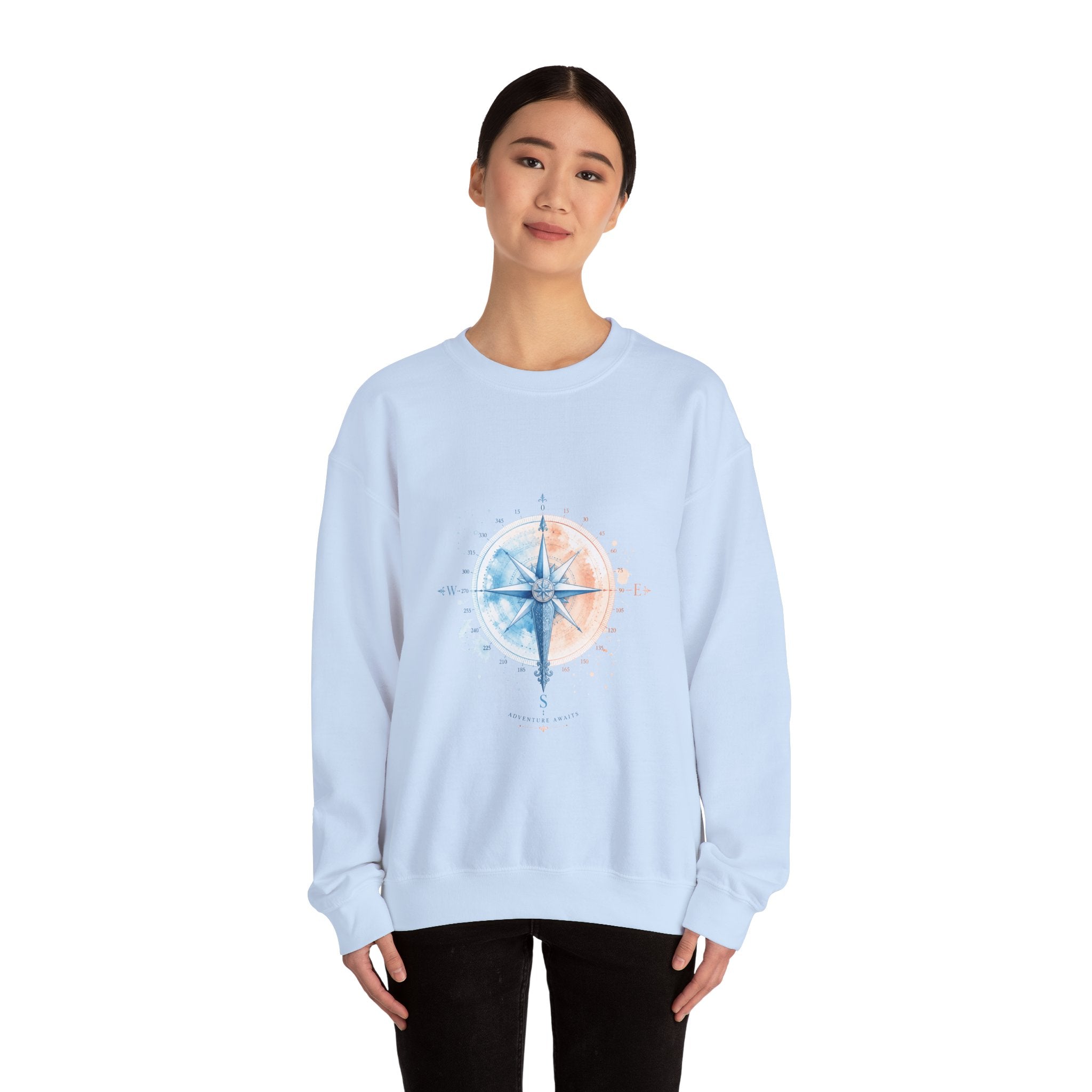 Matching Couple Sweatshirt - Compass North & South Matching Couple Premium Fleece Sweatshirt Watercolor Art His Hers Birthday Gift - Design B