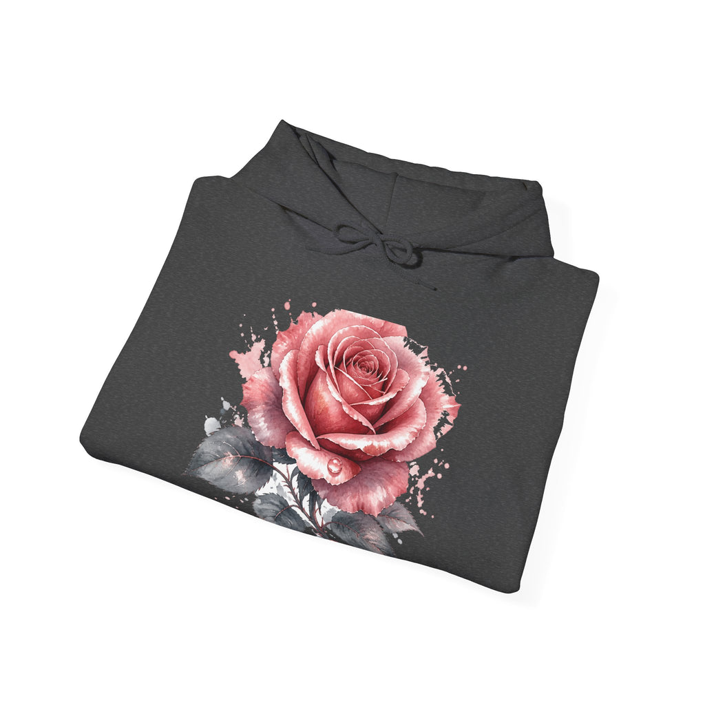 Matching Couple Sweatshirt - Rose & Thorn Matching Couple Hooded Sweatshirt Watercolor Art His Hers Engagement Gift - Design A