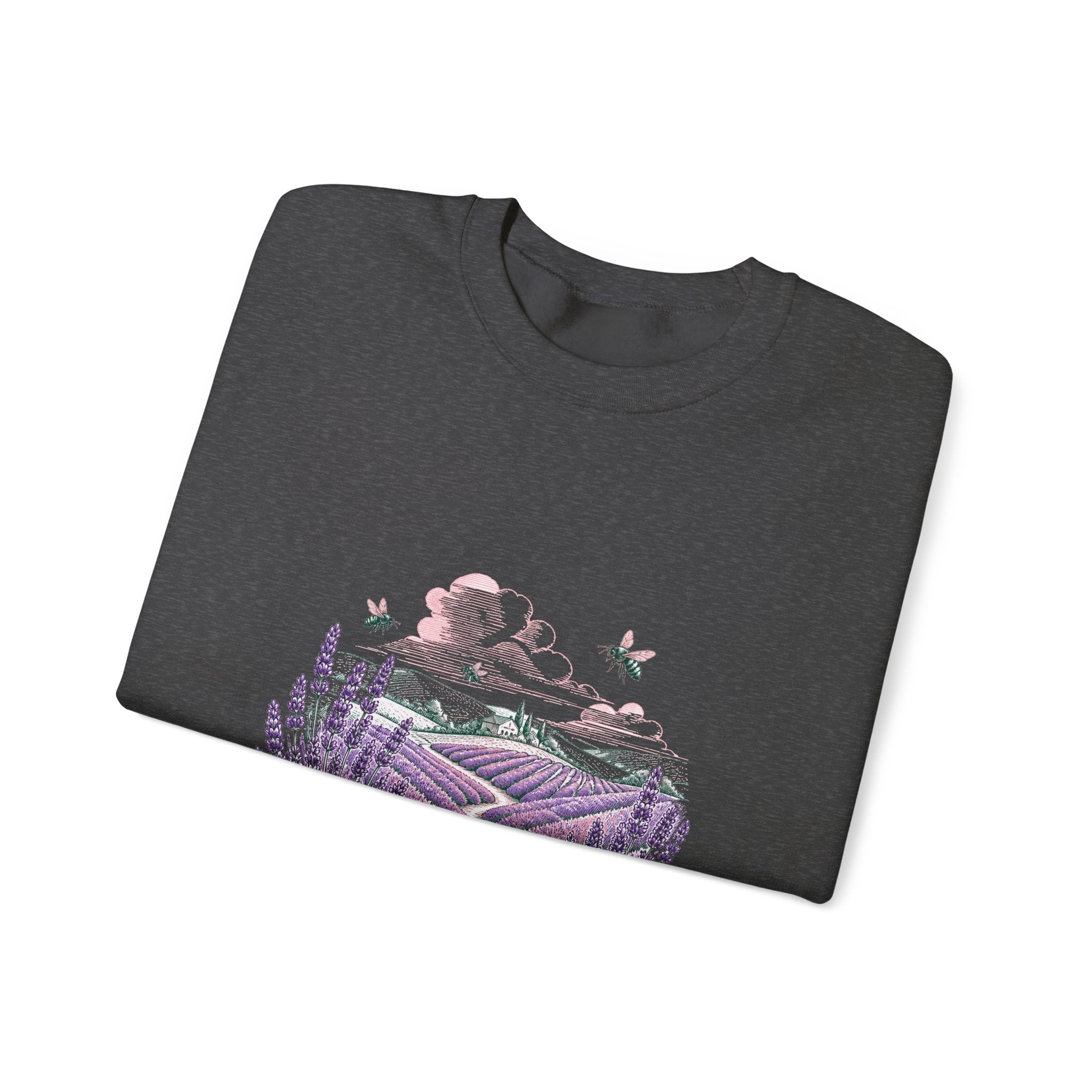 Matching Couple Sweatshirt - Lavender Fields & Canyon Matching Couple Comfort Colors Crew Hand-Drawn Art His Hers Anniversary Gift - Design A