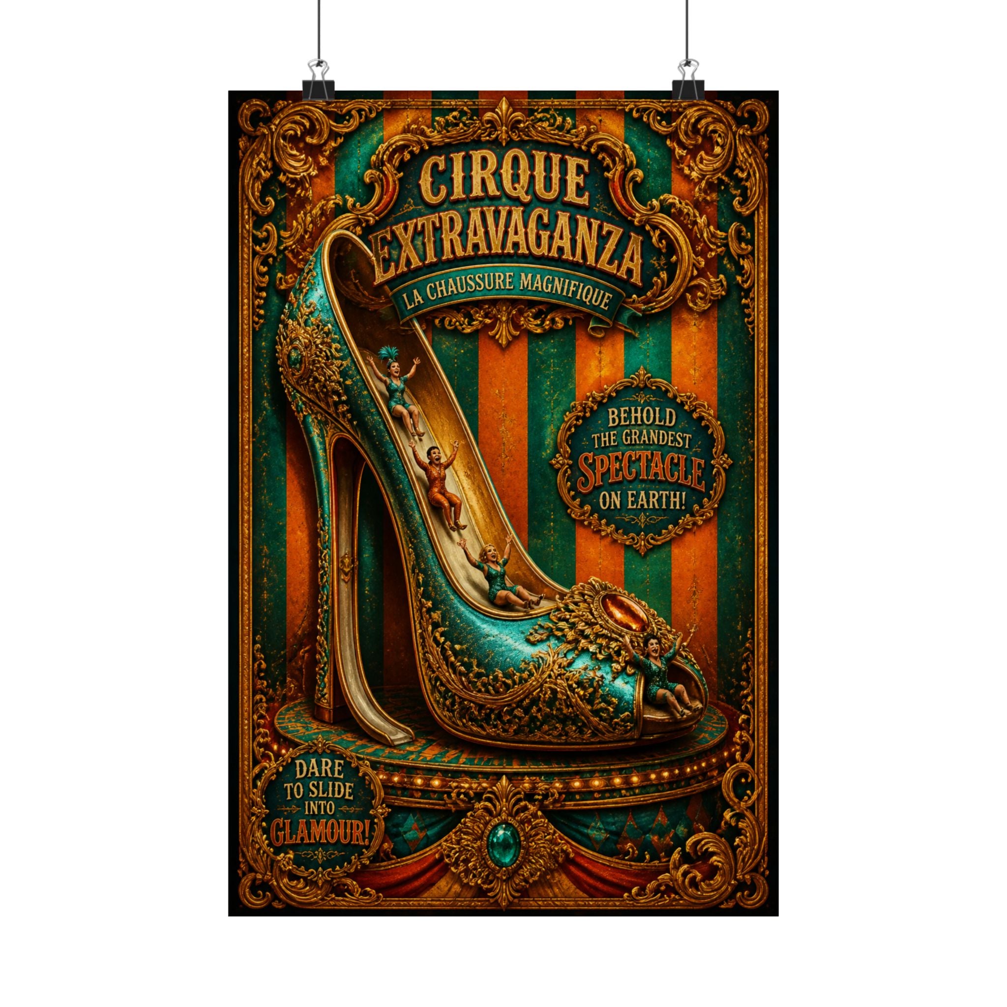 High Heel Slide Wall Art Poster 24×36 Baroque Studio Decor Maximalist Print