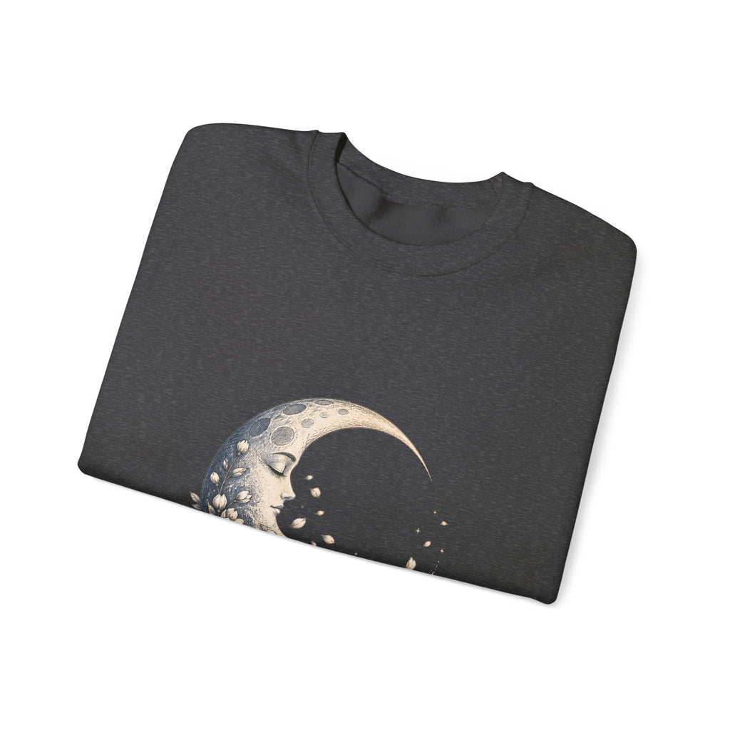 Matching Couple Sweatshirt - Waxing & Waning Moon Matching Couple Premium Fleece Sweatshirt Hand-Drawn Art His Hers Anniversary Gift - Design B