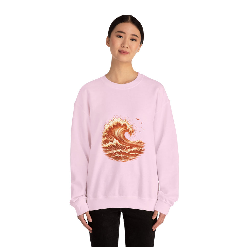 Matching Couple Sweatshirt - Mountain & Ocean Matching Couple Premium Fleece Sweatshirt Hand-Drawn Art His Hers Anniversary Gift - Design B