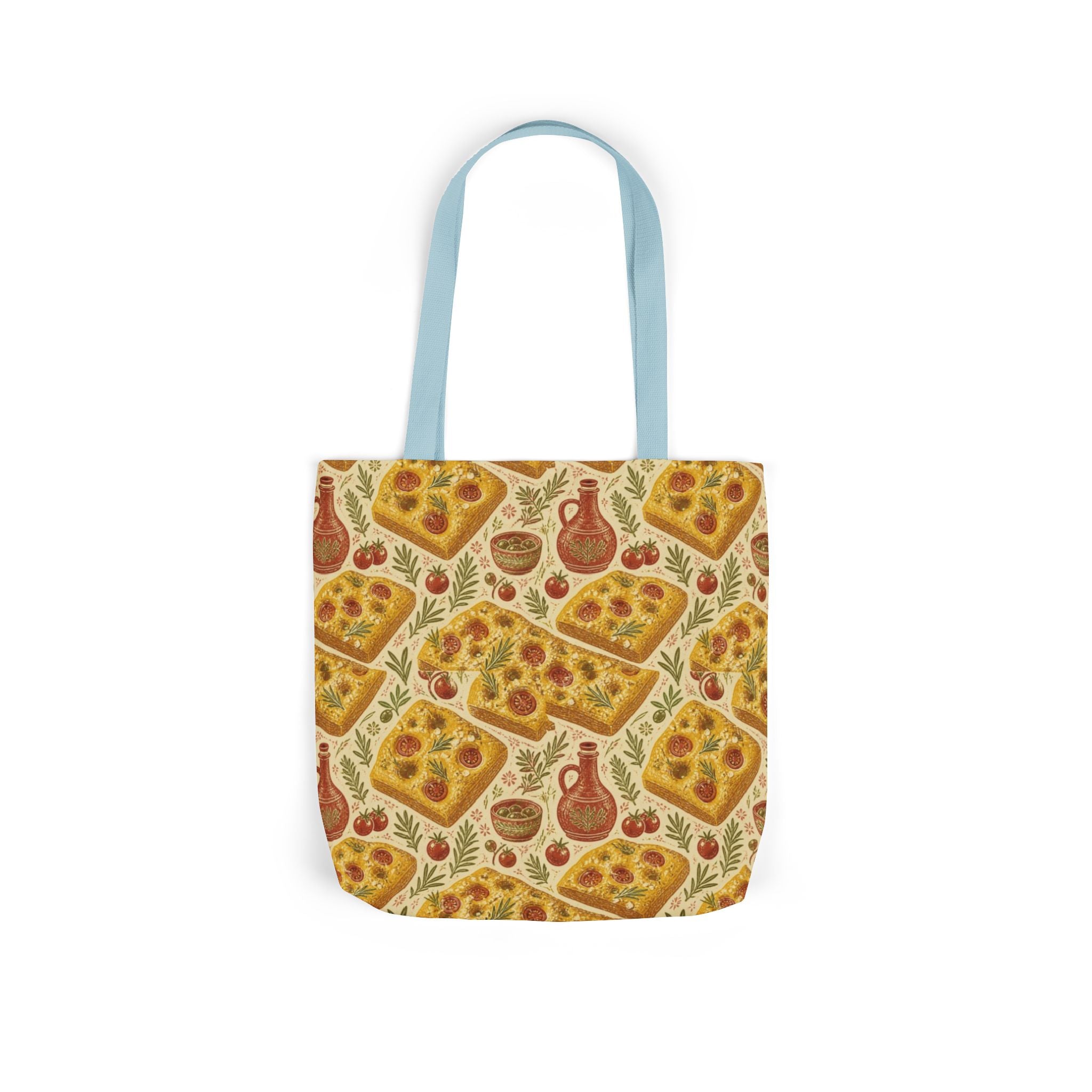 Focaccia Bread Canvas Tote Bag Mediterranean Kitchen Linocut Design Italian Cottagecore Gift