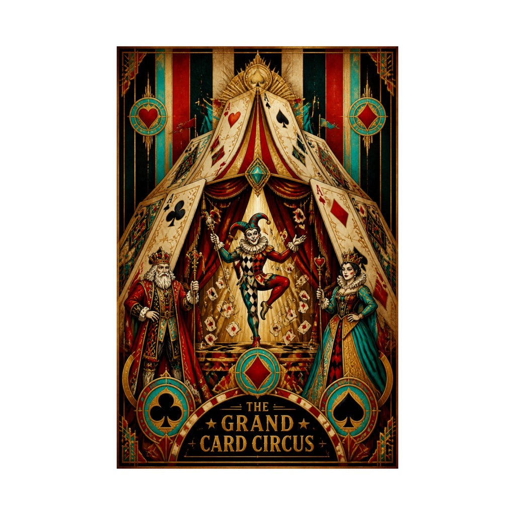 Playing Cards Tent Wall Art Poster 18×24 Art Deco Entryway Decor Maximalist Print