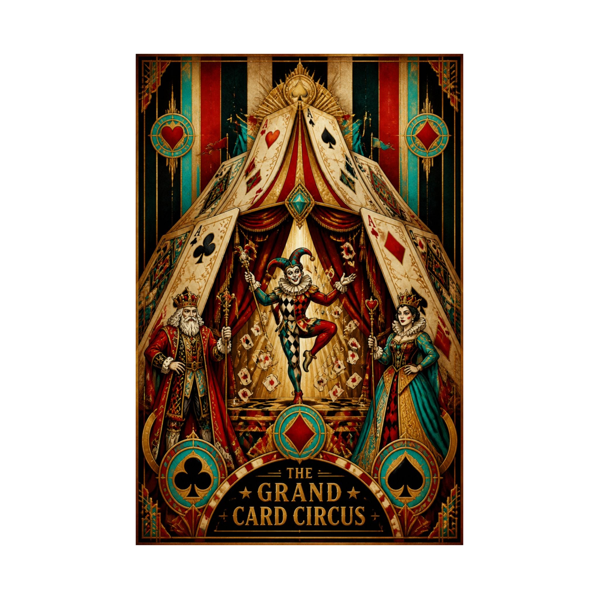 Playing Cards Tent Wall Art Poster 18×24 Art Deco Entryway Decor Maximalist Print