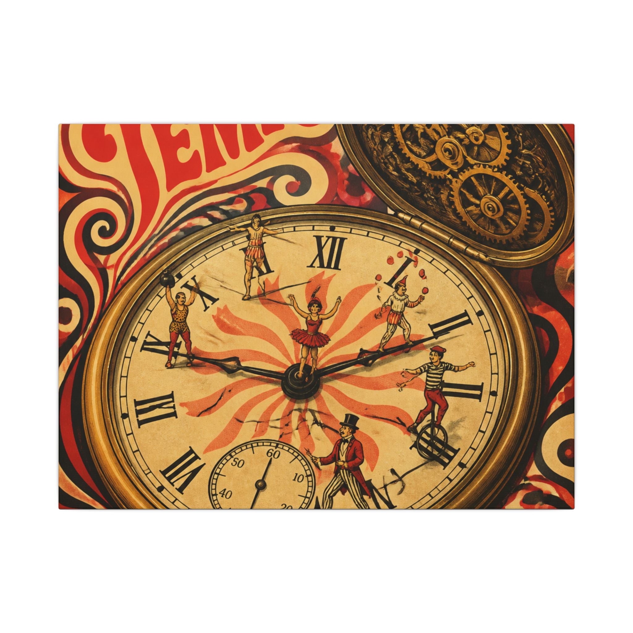 Pocket Watch Performers Wall Art Canvas 16×20 Psychedelic Cafe Decor Maximalist Print