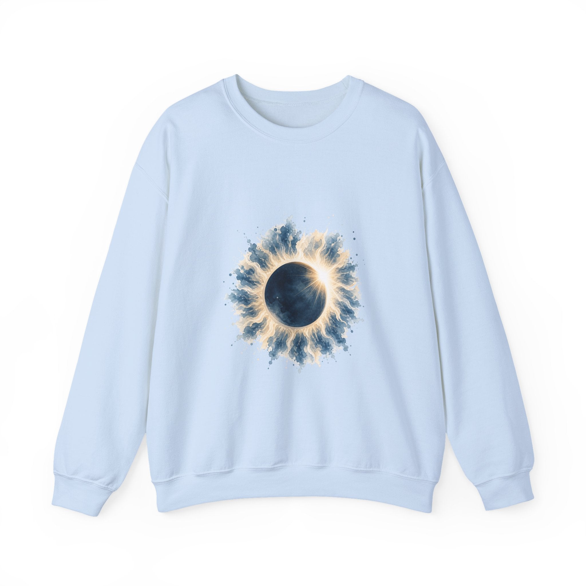 Matching Couple Sweatshirt - Solar & Lunar Eclipse Matching Couple Comfort Colors Crew Watercolor Art His Hers Birthday Gift - Design A