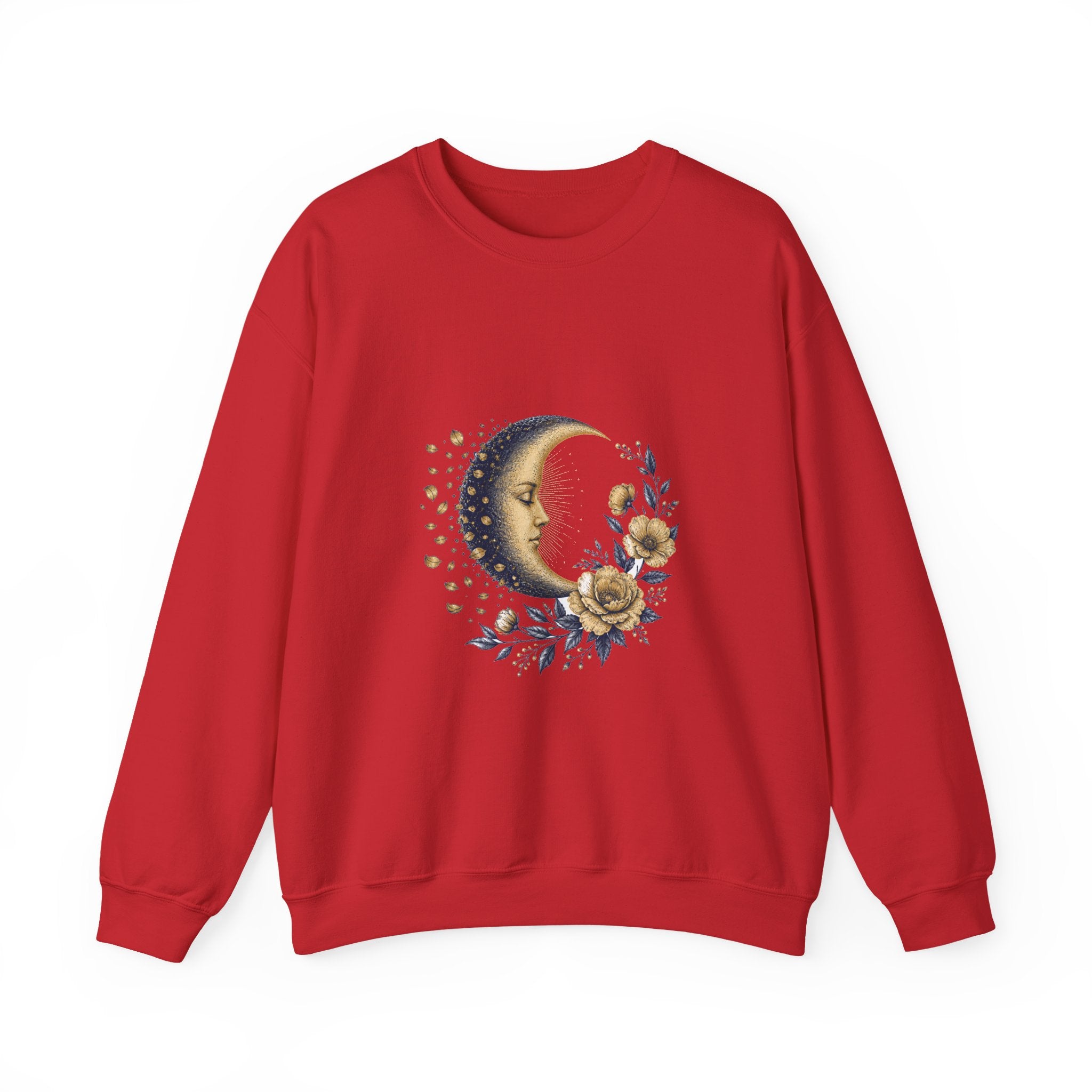 Matching Couple Sweatshirt - Waxing & Waning Moon Matching Couple Premium Fleece Sweatshirt Vintage Art His Hers Honeymoon Gift - Design B