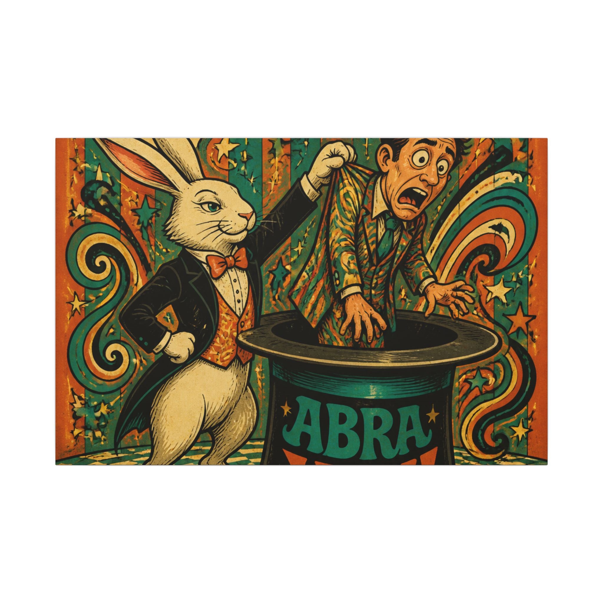 Magic Hat Rabbit Wall Art Canvas 16×20 Psychedelic Cafe Decor Maximalist Print