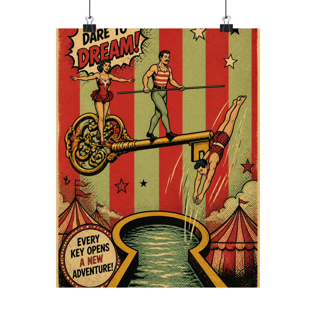 Giant Key Performance Wall Art Poster 18×24 Pop Art Living Room Decor Maximalist Print