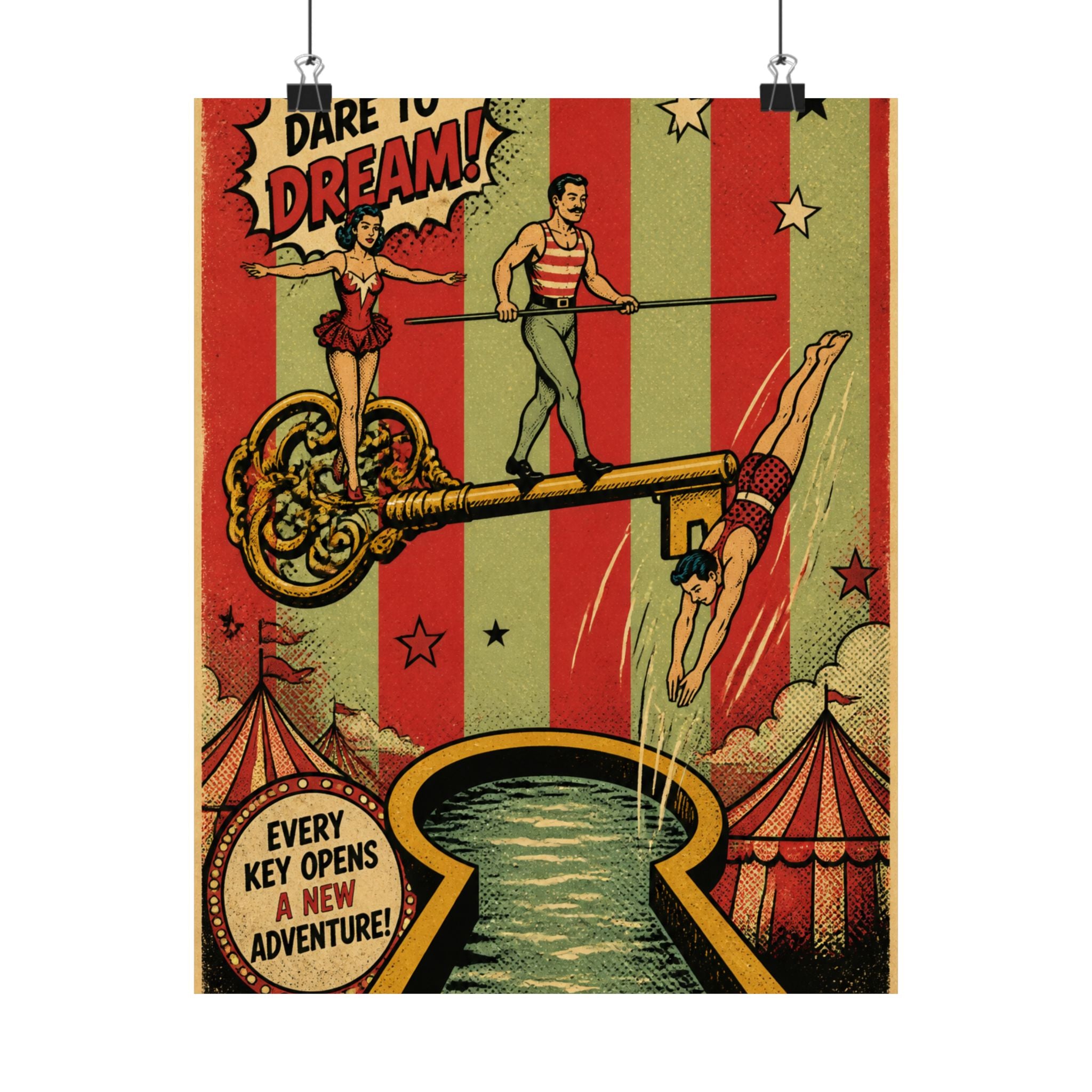 Giant Key Performance Wall Art Poster 18×24 Pop Art Living Room Decor Maximalist Print