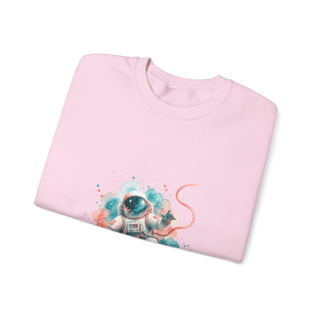 Matching Couple Sweatshirt - Astronaut & Planet Matching Couple Premium Fleece Sweatshirt Watercolor Art His Hers Birthday Gift - Design A