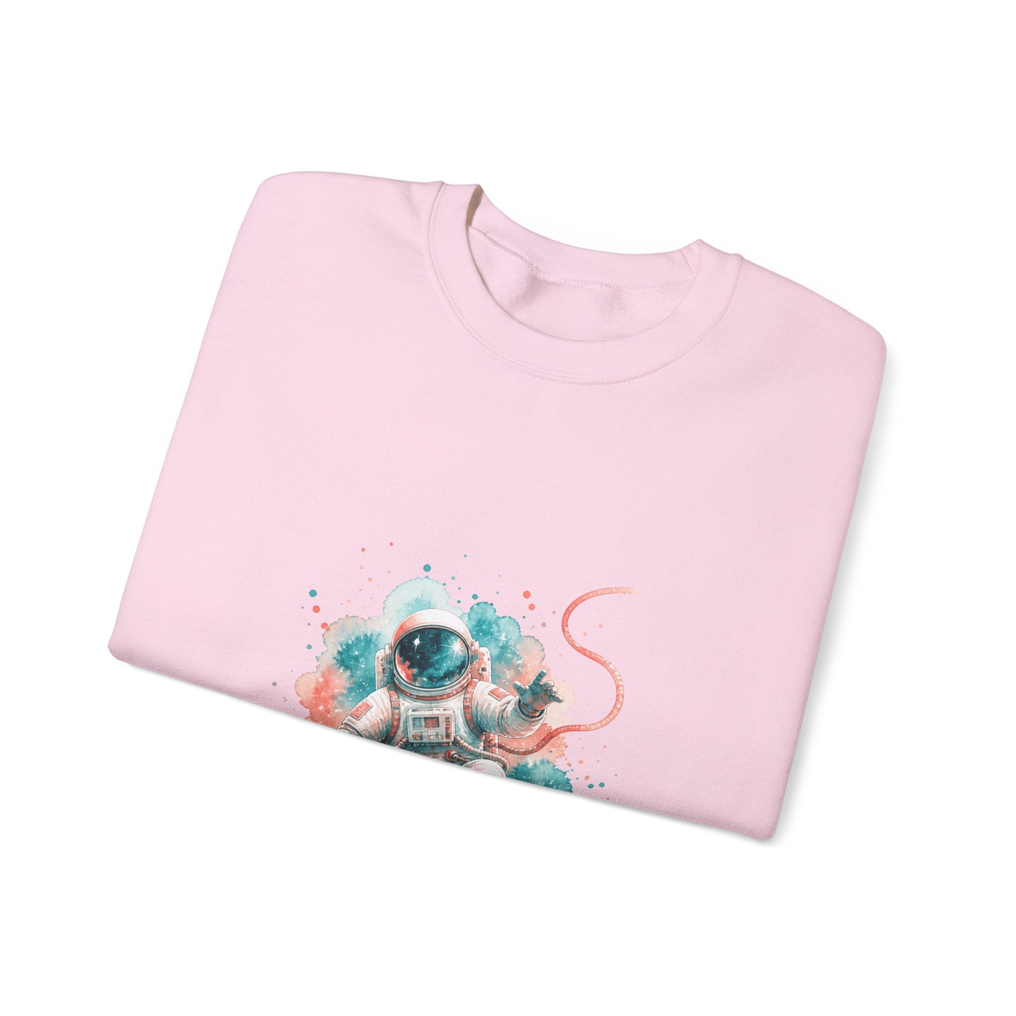 Matching Couple Sweatshirt - Astronaut & Planet Matching Couple Premium Fleece Sweatshirt Watercolor Art His Hers Birthday Gift - Design A