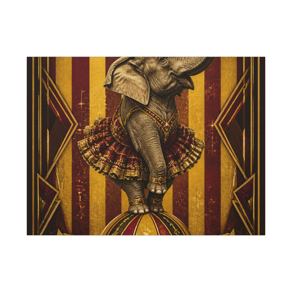 Elephant on Ball Wall Art Canvas 16×20 Art Deco Entryway Decor Maximalist Print