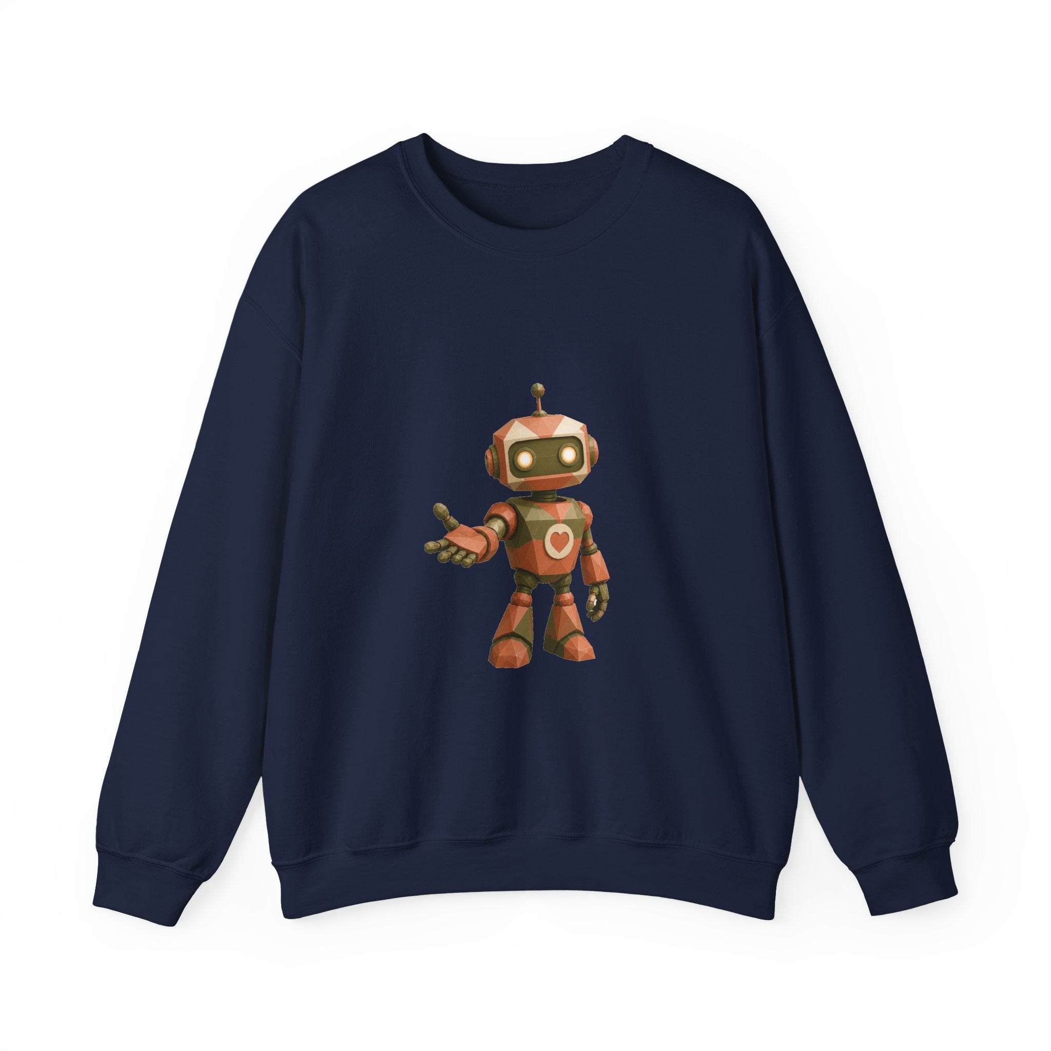 Matching Couple Sweatshirt - Robot & Heart Matching Couple Crewneck Sweatshirt Geometric Art His Hers Couple Gift - Design A