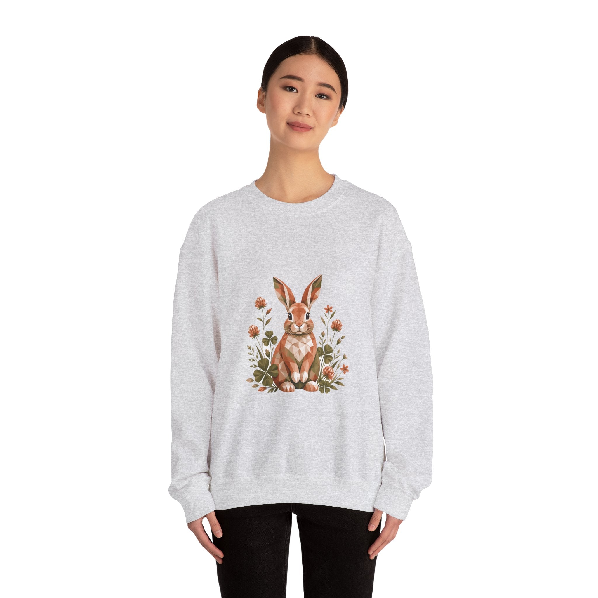 Matching Couple Sweatshirt - Fox & Rabbit Matching Couple Comfort Colors Crew Geometric Art His Hers Love Gift - Design B