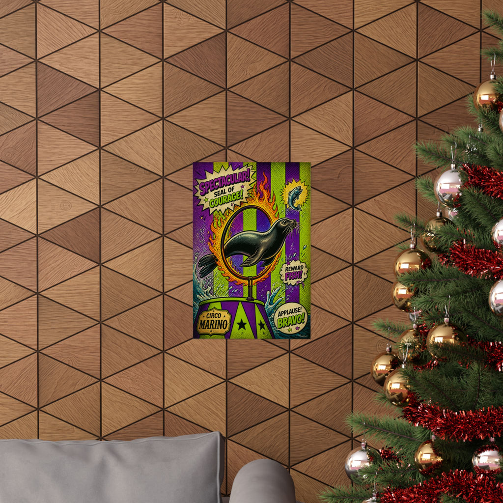 Seal Fire Hoop Wall Art Poster 24×36 Pop Art Restaurant Decor Maximalist Print