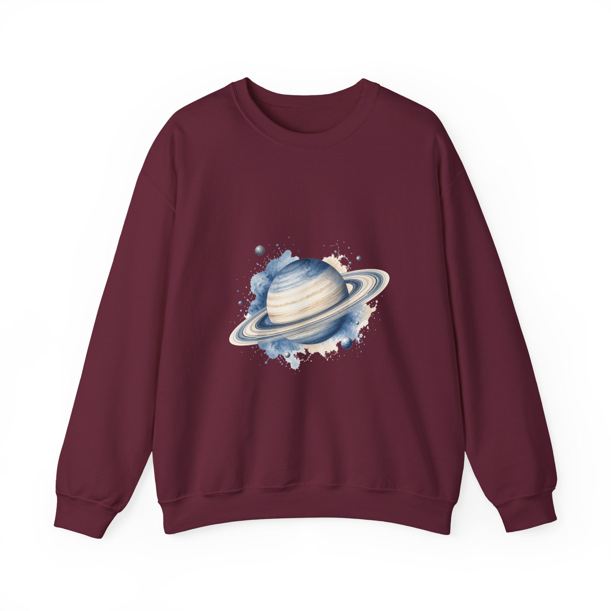 Matching Couple Sweatshirt - Saturn & Jupiter Matching Couple Crewneck Sweatshirt Watercolor Art His Hers Engagement Gift - Design A