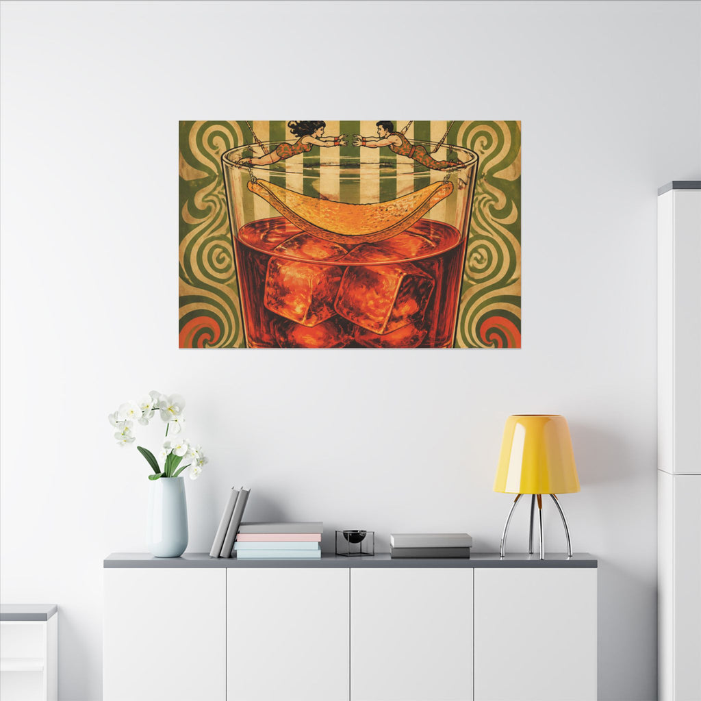 Negroni Trapeze Act Wall Art Canvas 24×36 Psychedelic Dining Room Decor Maximalist Print