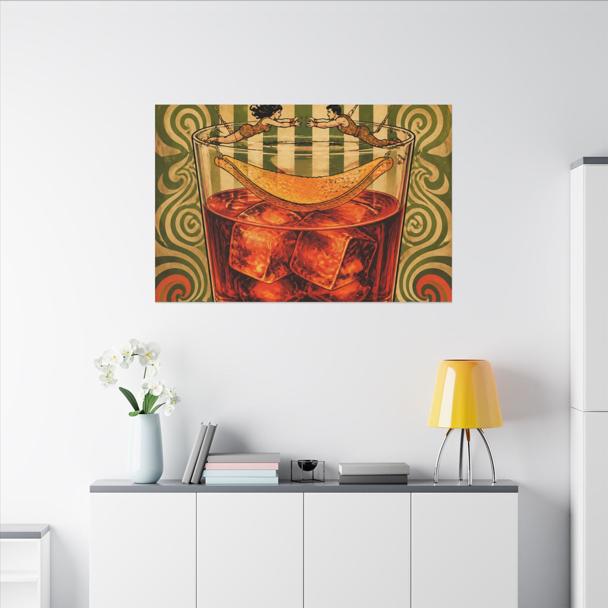 Negroni Trapeze Act Wall Art Canvas 24×36 Psychedelic Dining Room Decor Maximalist Print