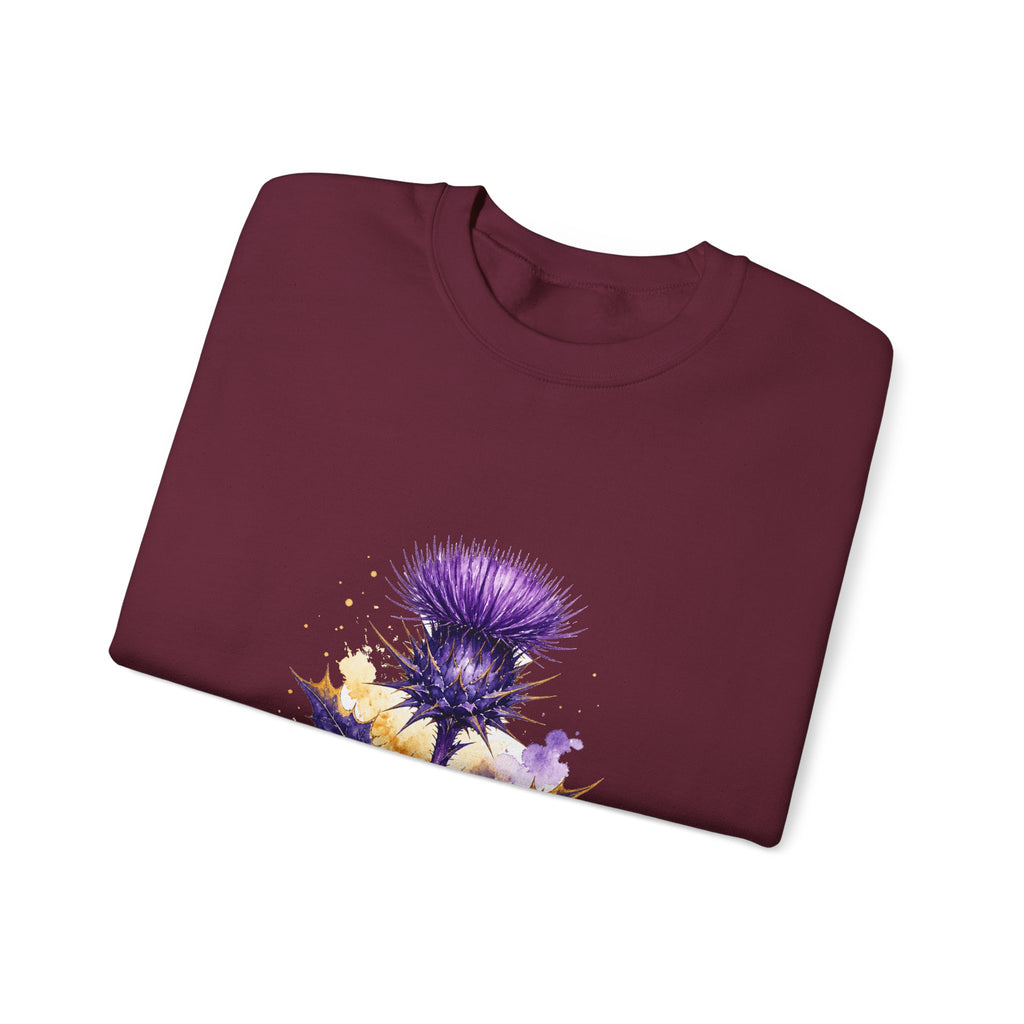Matching Couple Sweatshirt - Lavender & Thistle Matching Couple Crewneck Sweatshirt Watercolor Art His Hers Engagement Gift - Design B
