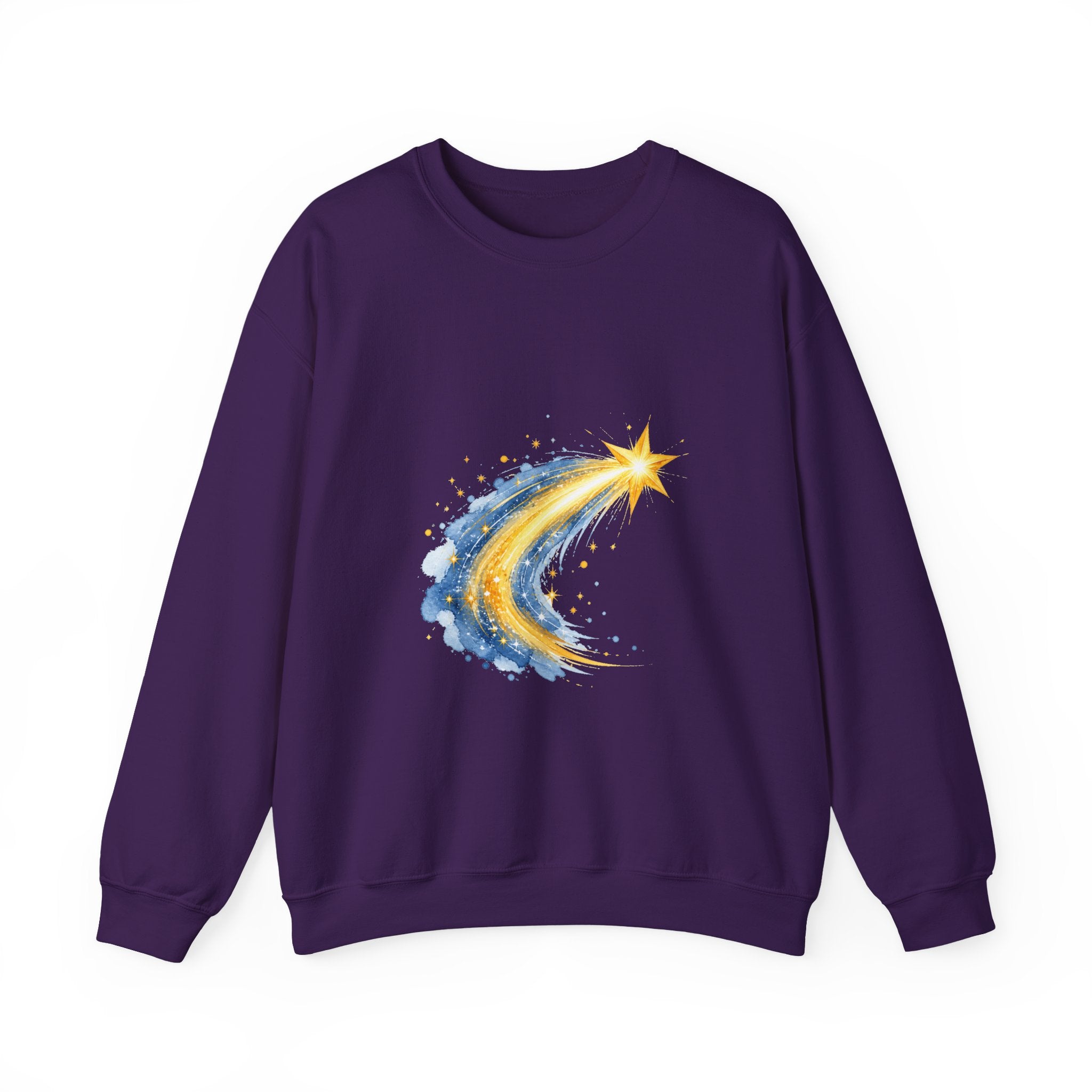 Matching Couple Sweatshirt - Shooting Star & North Star Matching Couple Comfort Colors Crew Watercolor Art His Hers Birthday Gift - Design A