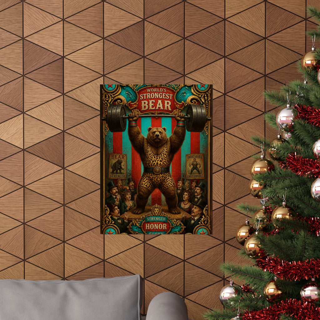 Strongman Bear Wall Art Poster 24×36 Baroque Studio Decor Maximalist Print