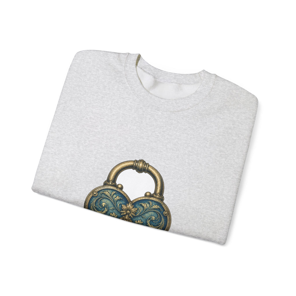Matching Couple Sweatshirt - Key & Lock Matching Couple Crewneck Sweatshirt Vintage Art His Hers Wedding Gift - Design B